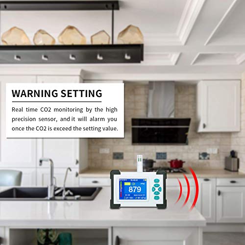 Baugger Medidor de Co2 - Detector de Dióxido de Carbono con Batería Recargable Medidor de Co2 Portátil Probador Para Dióxido de Carbono Detector de Calidad del Aire Co2 Medidor Monitor