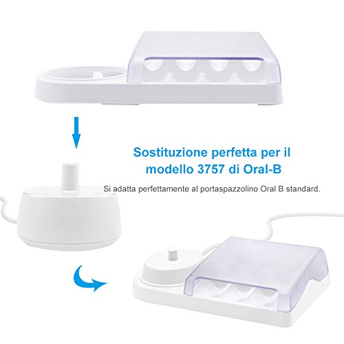 BERLS Cargador de Cepillo de Dientes Eléctrico para Oral-B, Cargador de Viaje de Repuesto 220V para Oral B Pro 750/2000/2500/2 2500, Oral-B Stages, Smart 4 4000N/4 4500, Vitality Cross Action