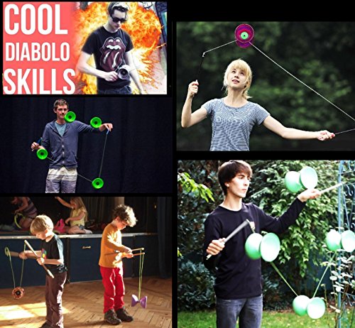 Big Top - Juego de diábolos con cojinetes de Bolas Gigantes + Ali Dream Metal Diablo Palos de Mano, Diabolo Cordel + Bolsa de Viaje! (Rojo Diabolo + Rojo Palos de Mano)