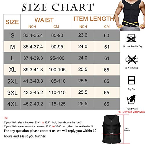 Bingrong Chaleco Sauna Hombre Fajas Reductoras Adelgazantes Hombres Compresion de Neopreno Chaleco para Adelgazante Sudoración con Cremallera para Deporte Fitness (Nergo, L)
