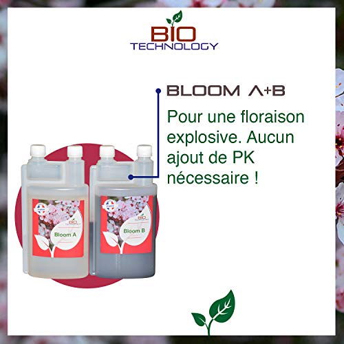 Bio Technology® | Fertilizante de Floración de Calidad | Fertilizante de Floración Universal | Gran Rendimiento y Aroma Bloom A + B - 1 L