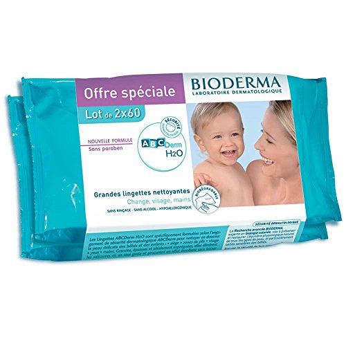 Bioderma ABCDerm H2O - Toallitas limpiadoras (2 x 60 unidades)