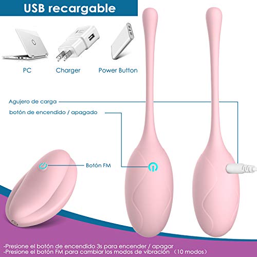 Bolas Chinas Kegel Balls AL'OFA Suelo Pelvico de Silicona Médica Terapeuticas Masajeador Inalámbrico Remoto Masaje Kegel Ejercitador (Rosado)