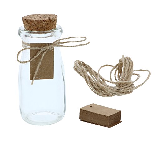Botellas de cristal transparente con tapas de corcho, 15 unidades, mini tarros de leche transparentes con tapones para decoración de boda vintage, bricolaje, hogar, regalos de fiesta, 2,7 onzas