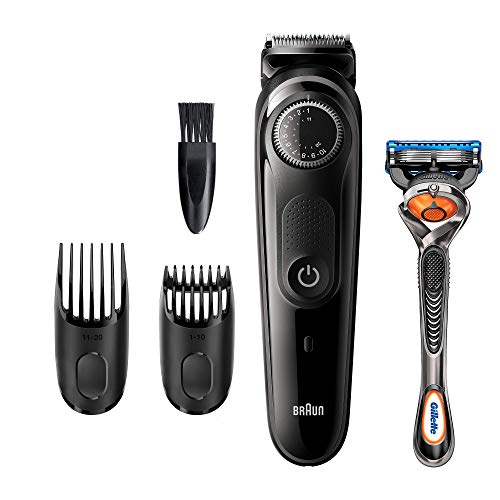 Braun Recortadora de Barba BT5242, Máquina Cortar Pelo, Recortadora de Barba y Cortapelos para Hombre, Cuchillas Afiladas de Larga Duración, Color Negro/Gris