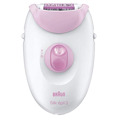 Braun Silk-épil 3 3270 - Depiladora para mujer con cable, cabezal de afeitado, peine recortador y estuche de viaje, edición regalo, color blanco/rosa