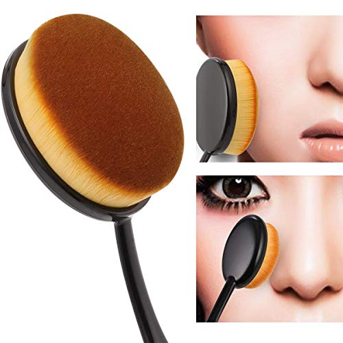 Brocha de maquillaje, 2 unidades, profesional, ovalada, corrector, base, rubor, cepillo de dientes suave, color amarillo claro
