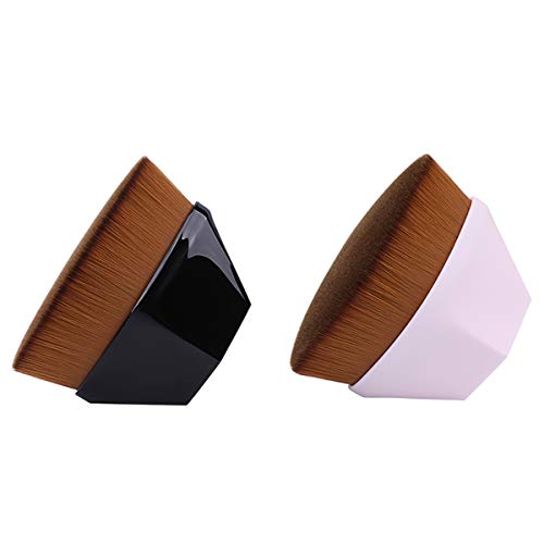 Brochas de Maquillaje Profesional,Brocha para Base de Maquillaje,Synthetic Kabuki Premium para mezclar Cosméticos,líquido o polvos （Rosado+Negro）