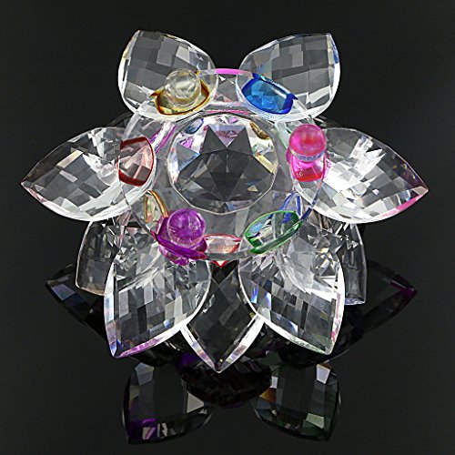 BTSKY - Adornos con forma de flor de loto hechos de cristal brillante de 100 mm, decoración para el hogar, decoración Feng Shui, vinilo, colorido