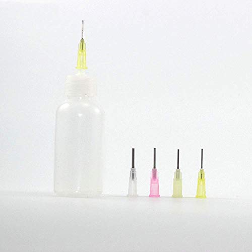 CAILI Bottiglia di Plastica Liquida, Applicatore per Strumento per Incisioni di Body Art Tattoo Bottiglia di Plastica Verniciata (2 Flaconi + set Completo di 16 Bocche)