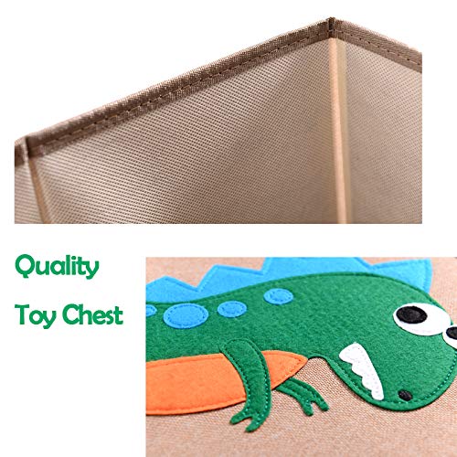 Caja de almacenamiento para juguetes con tapas, paquete de 2 cestas de almacenamiento plegable de tela para juguetes, libros, zapatos (tigre y dinosaurio)