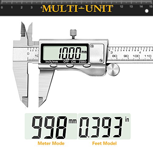 Calibres Digitales - JUNING Pie de Rey Digital electrónica de acero inoxidable de 150 mm, medición precisa y rápida, lectura fácil
