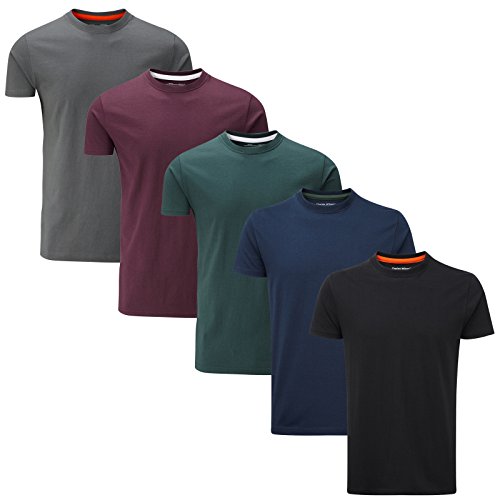 Charles Wilson Paquete 5 Camisetas Cuello Redondo Lisas (XX-Large, Dark Essentials)