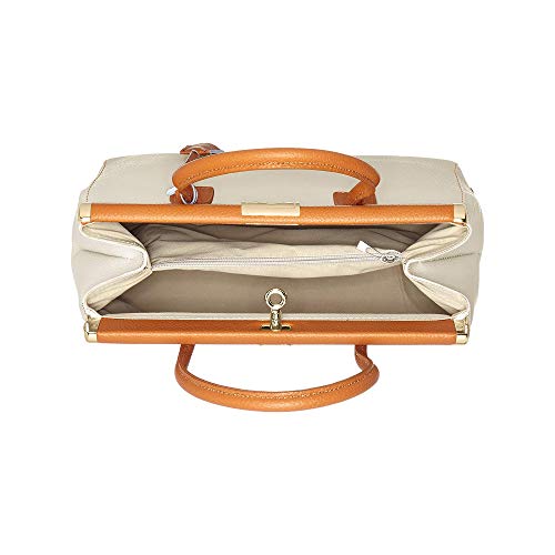 Chicca Tutto Moda CTM Bolso naranja baùl de mujer elegante con asas y bandolera. Piel Verdadera. 100% Fabricado en Italia.