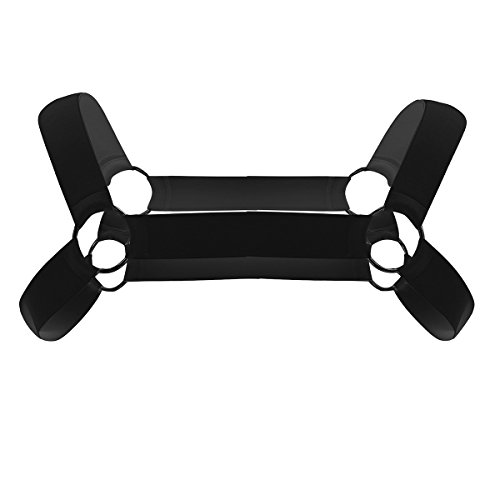 CHICTRY Arnés de Pecho Hombre Arnés de Músculo de Cuerpo de Hombro Atractivo Traje de Arnés Cinturón Elástico con Anillas Metálicas Lencería Erótica Negro 1 Talla Única