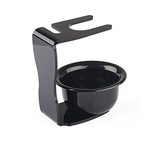 CINEEN 3 en 1 Cepillo de Afeitar Sostenedor de Afeitado Tazón Taza para Organizador Maquinilla de Afeitar Decoración de Baño Set de Afeitar Negro