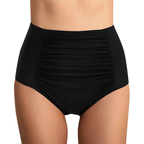 Cintura Alta Mujer Plisada bañador Brasileno Bikini Tangas natación bañador Verano Playa Traje de baño Bikinis Bottoms Bragas Tighten Abdomen Flexibilidad de Confort riou