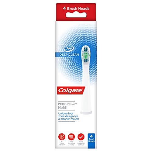Colgate 360 ProClinical – Cepillo de limpieza profunda de recambio cabezales, pack de 4