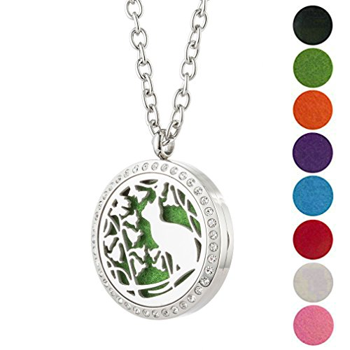 Collar difusor de Aceite Esencial medallón de aromaterapia Colgante magnético Colgante de Acero Inoxidable de la joyería Establece 24"Cadena