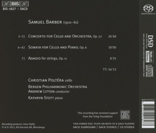 Concerto violoncelle op.22, Sonate pour violoncelle et piano op. 6 & Adagio pour cordes op.11