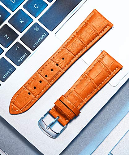 Correa de Reloj de Piel de Becerro Banda/Pulsera Reemplazo - Naranja 22mm