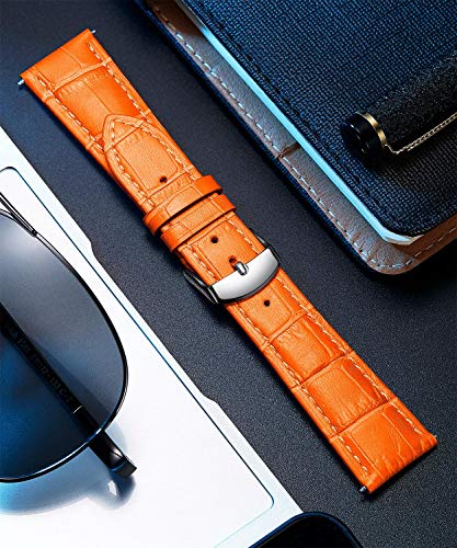 Correa de Reloj de Piel de Becerro Banda/Pulsera Reemplazo - Naranja 22mm