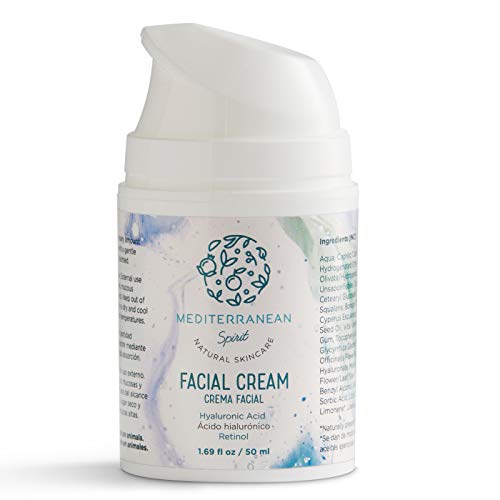Crema Facial Antiarrugas Ácido Hialurónico y Retinol - Hidratante - Ingredientes Naturales y Ecológicos - Mujer y Hombre por Mediterranean Spirit