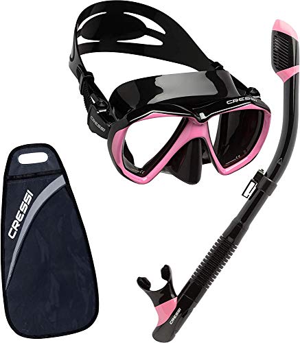 Cressi Ranger & Tao Dry - Combo Set Máscara y Snorkel, Unisex, Negro/Rosa