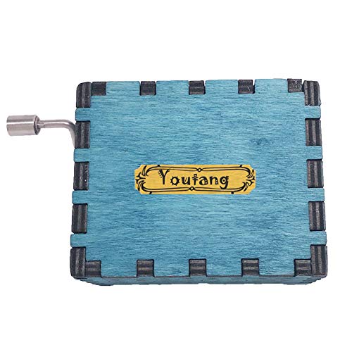 Davy Jones Locket Caja de música de manivela de mano Caja musical tallada de madera, tema de Davy Jone, azul