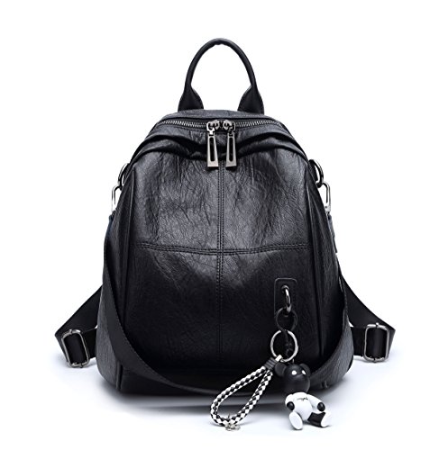 DEERWORD Para mujer Bolsos mochila Bolsos bandolera Carteras de mano Mochila escolar Bolsa para portátil Cuero Fekete