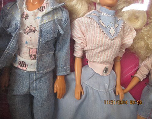 DENIM FUN BARBIE Cool City Blues 3 DOLL Set w KEN, BARBIE & SKIPPER DOLLS (1989 Mattel Hawthorne)