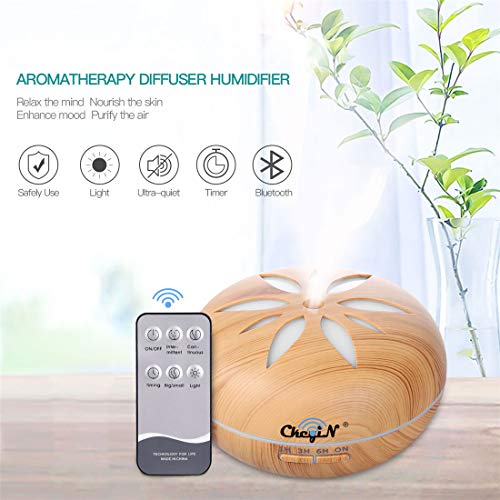 Difusor de aceites esenciales, humidificador, Bluetooth, difusor de aromaterapia de música, con mando a distancia para SPA/Yoga/Oficina, etc.