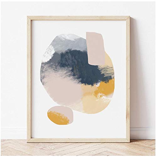 DLFALG Rosa azul marino formas de acuarela impresiones de pintura abstracta cartel minimalista moderno arte de pared cuadro de lienzo para decoración de sala de estar 40x50cmx2 sin marco