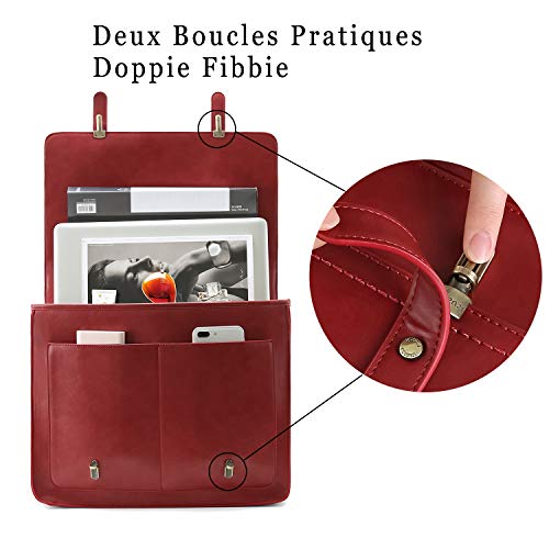 ECOSUSI Bolso Mujer Bandolera Vintage Mochila para Mujer con Bolsa de portátil con Lazo Desmontable 15.6 Pulgadas Bolso de Hombro para Mujer Portátiles Sencillo