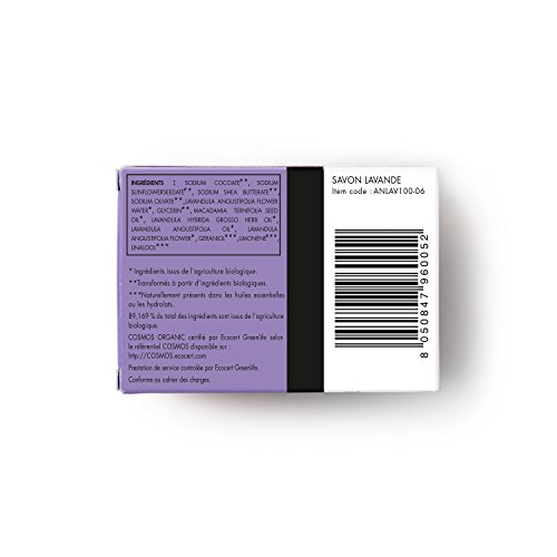 Écrin De Fleur | Jabón de Lavanda | Certificado Orgánico | Hecho a Mano en Francia con Aceite Esencial de Lavanda | Saponificación en Frio | Apto para el Lavado Frecuente de las Manos | 100g
