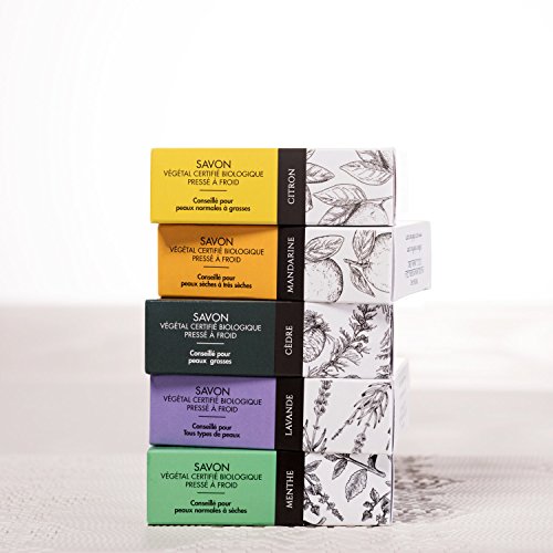 Écrin De Fleur | Jabón de Lavanda | Certificado Orgánico | Hecho a Mano en Francia con Aceite Esencial de Lavanda | Saponificación en Frio | Apto para el Lavado Frecuente de las Manos | 100g