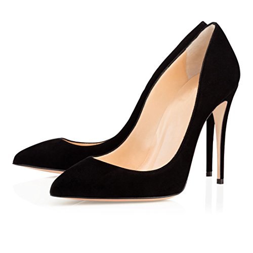 EDEFS Zapatos de Tacón para Mujer,Clásicas Tacones Altos 10 CM,Gran tamaño Zapatos Negro EU35