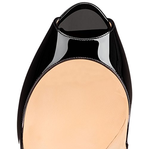 ELASHE - Zapatos para Mujer - Tacón de Aguja -15CM Peep Toe - 3CM Plataforma Tacones Mujer Fiestas Oficina Negro EU41