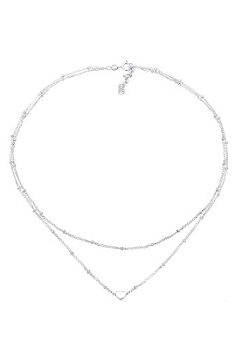 Elli Collares Choker para mujer con diferentes colgantes de bolitas y corazón en plata esterlina 925 bañada en oro