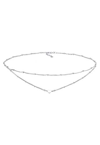 Elli Collares Choker para mujer con diferentes colgantes de bolitas y corazón en plata esterlina 925 bañada en oro