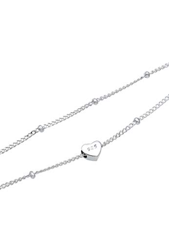 Elli Collares Choker para mujer con diferentes colgantes de bolitas y corazón en plata esterlina 925 bañada en oro