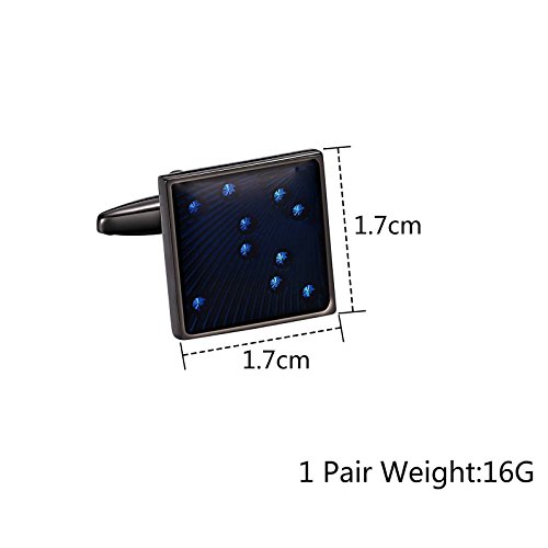 Epinki Joyería 2Pcs Hombre Gemelos Pulido Cuadrado Líneas Oscuro Azul Boda Novio Hombres Regalo