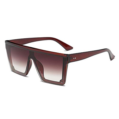 ERIOG Gafas de Sol Gafas De Sol Cuadradas De Gran Tamaño Hombres Mujeres Flat Top Fashion Lentes De Una Pieza Gafas De Sol para Mujeres Sombras Espejo