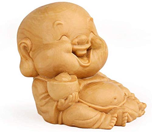 Estatuas Chino Feng Shui álamo Amarillo decoración Laughing Buddha de Madera de Ministerio del Interior del Coche atraer Buena Suerte Regalos Riqueza 0921