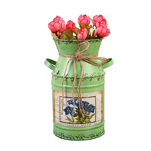 Estilo Francés Vintage Shabby Chic Milk Jarrón Country Metal Rústico Leche Lata Maceta Rústico Cubo De Flores para La Decoración del Hogar Wedding Deco
