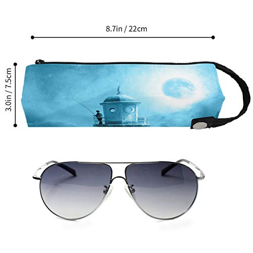 Estuche para bolsa de lápiz Gafas de sol Luna Noche Pesca pacífica Cosmética Estudiantes Papelería Bolsa Cremallera para niñas Niños