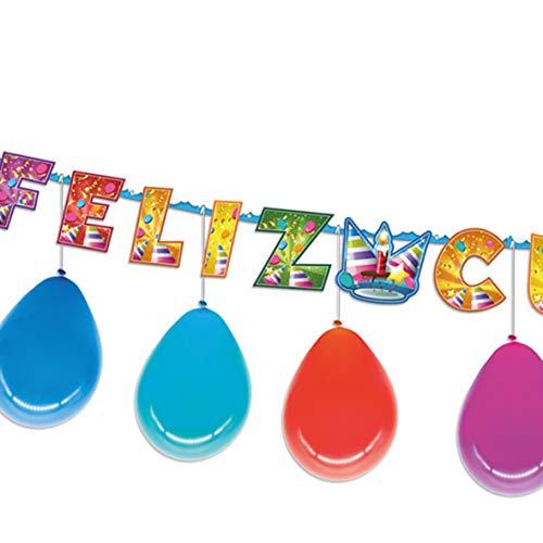 EuroFiestas Guirnalda Feliz Cumpleaños con 8 Globos Hats