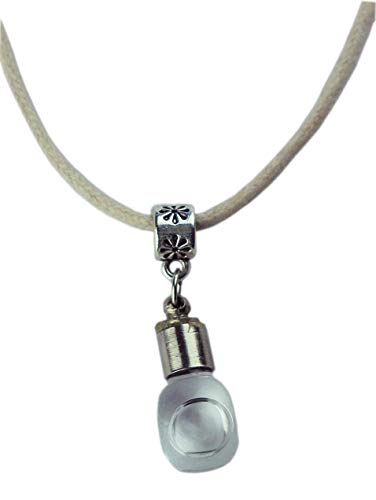 Eurofusioni Agua Bendita de Lourdes - Vial de Vidrio Colgante con Collar - Colgante: h 3.7 cm