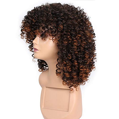 FAMILIZO Pelucas Mujer Pelo Natural Largo Corto Postizos De Pelo Natural Hombres Hort Afro Rizado Mix Peluca De Pelo Gris Con Flequillo Sintético Nueva Llegada Pelucas Baratas
