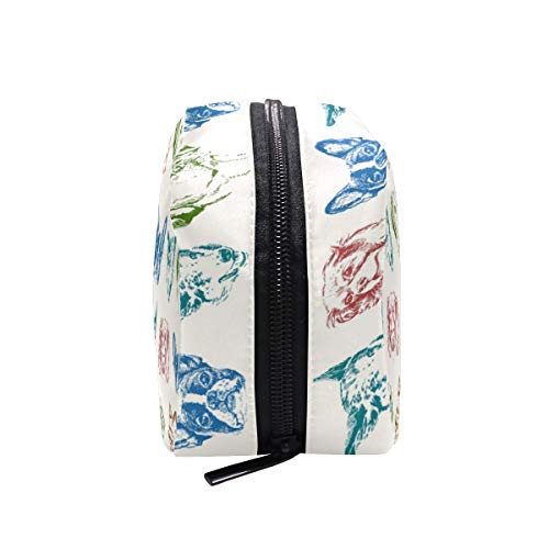 FANTAZIO Bolsas de Cosméticos para Mujer Colorido Cachorro Perros Patrón Maquillaje Bolsas